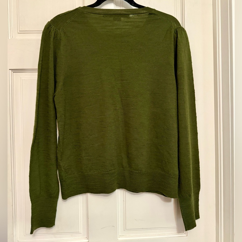Veronica Beard Olive Button-Shoulder Sweater - image 3